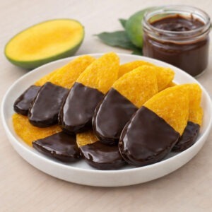 Chocolate Dipped Dried Mangoes